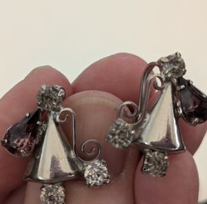 Vintage Elegant Silver and Purple Earrings